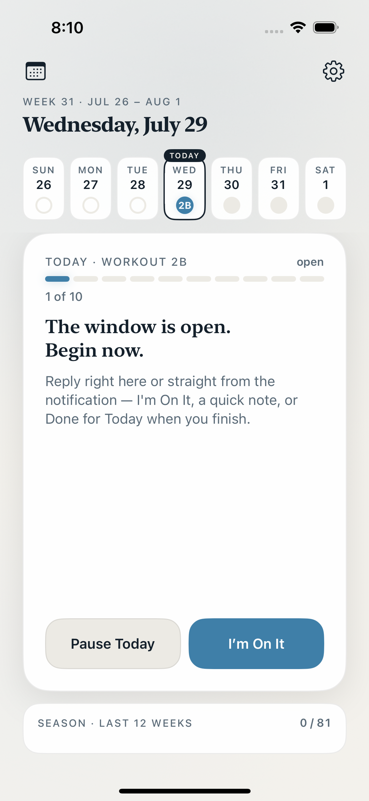 Reminder window — Ten Times